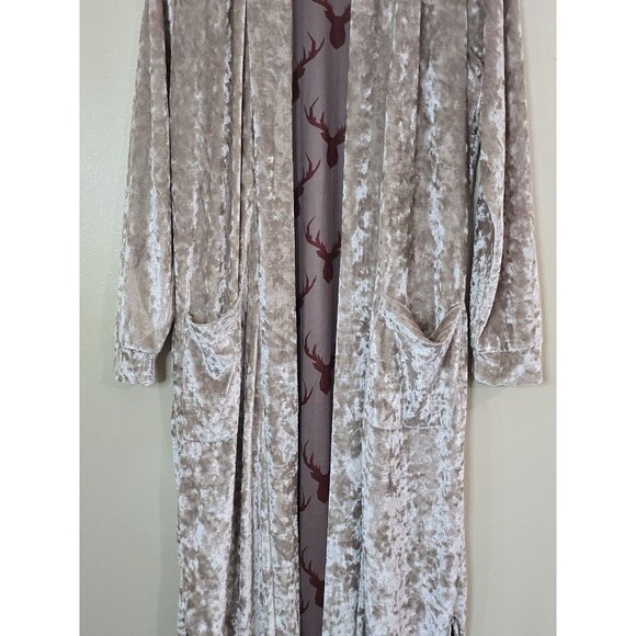 Panache Apparel Crushed Velvet Duster Cardigan Small Maxi Boho Chic Cabincore - Picture 5 of 15